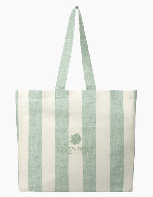 GREYMINT Green Striped Tote Bag