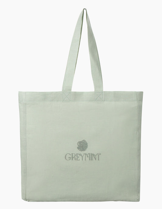 GREYMINT Green Linen Tote Bag