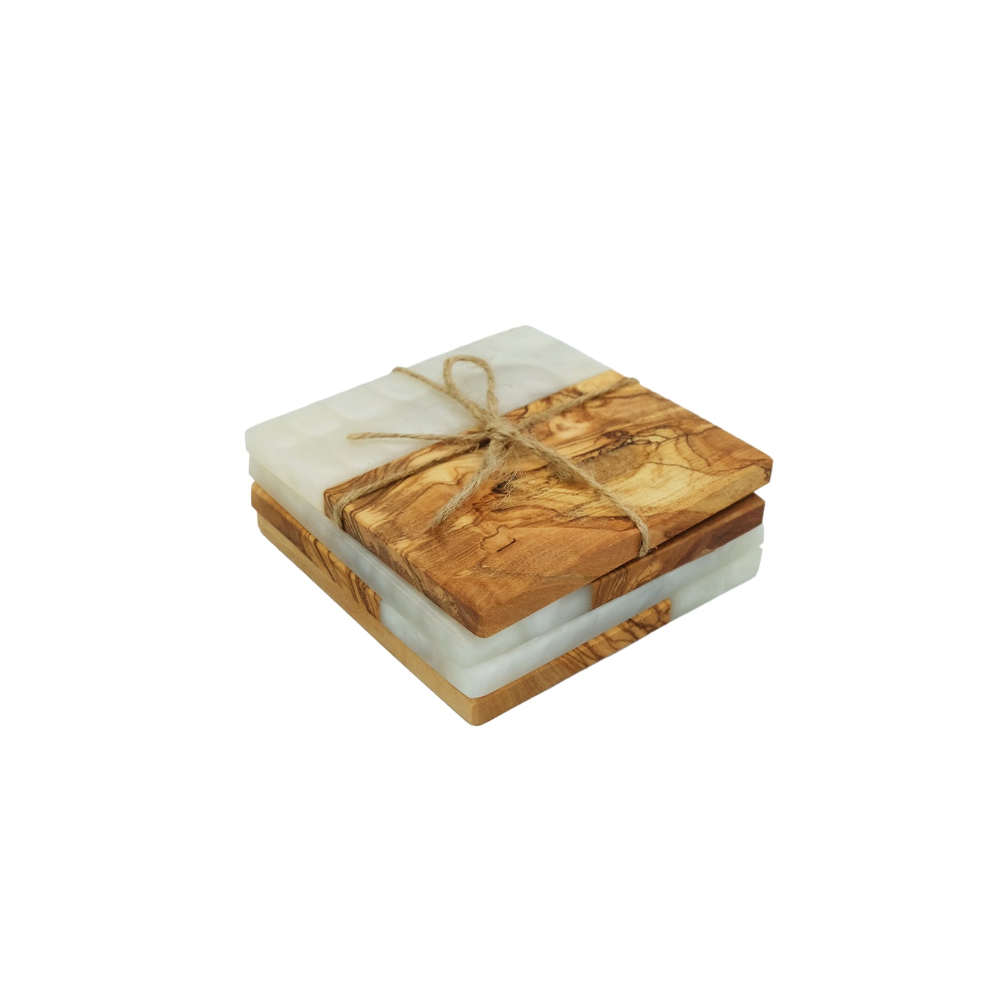 YAYA Olive Wood Coasters with White Resin