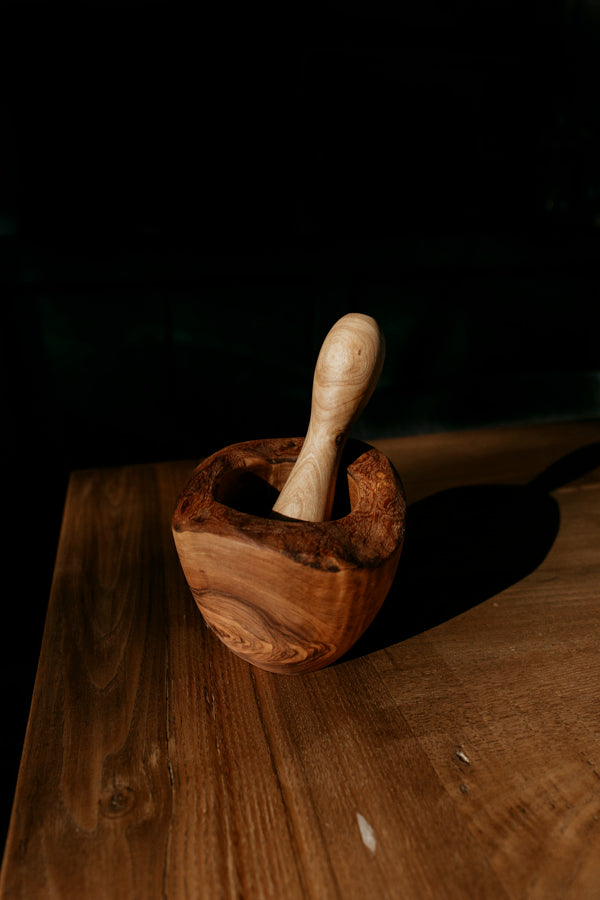 YAYA Olive Wood Pestle & Mortar