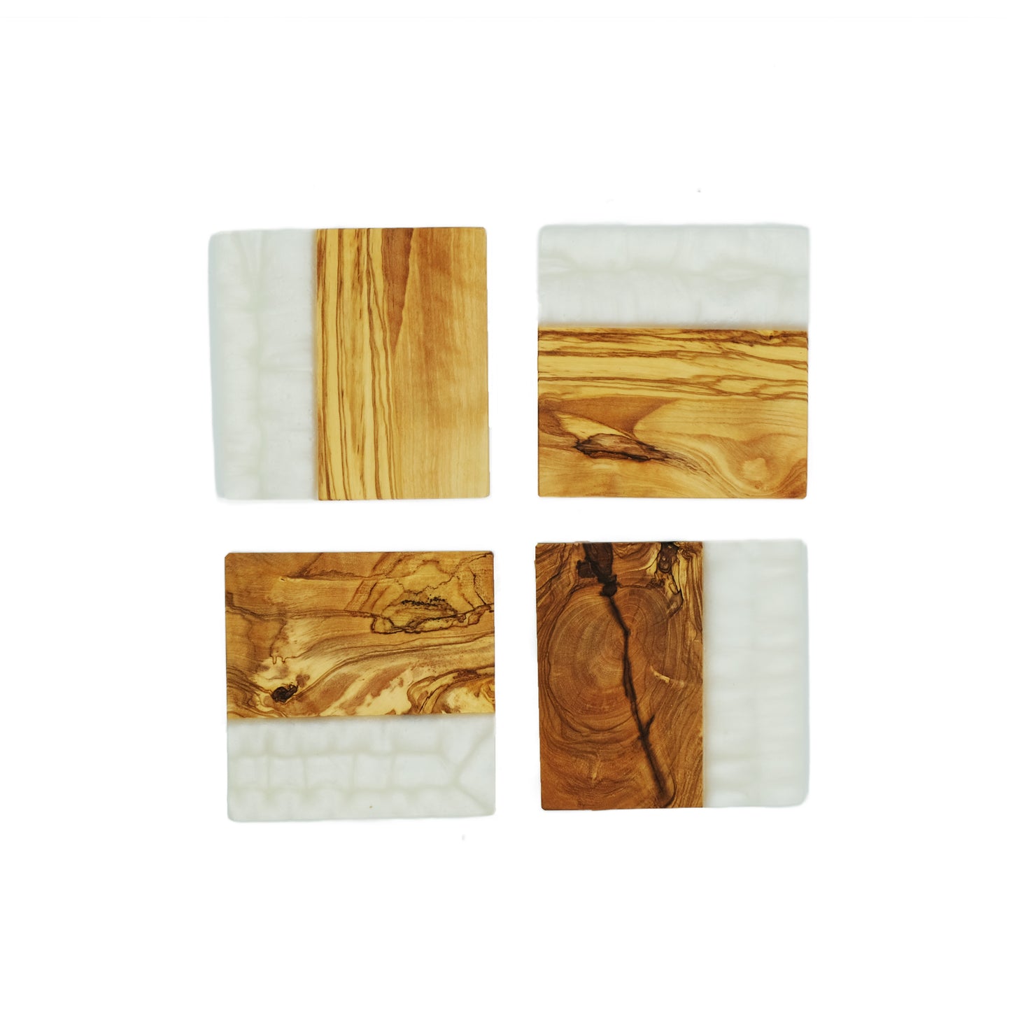 YAYA Olive Wood Coasters with White Resin
