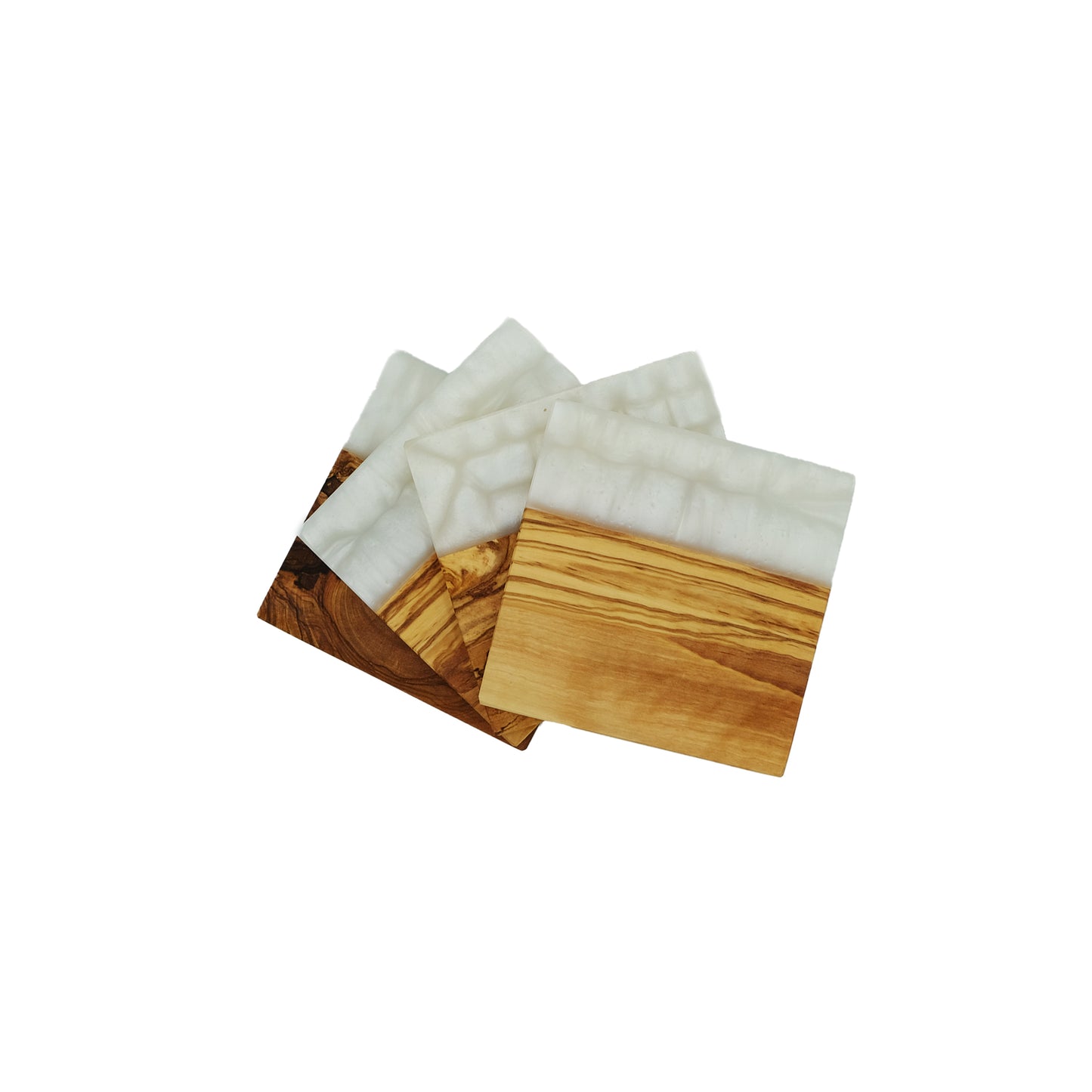 YAYA Olive Wood Coasters with White Resin