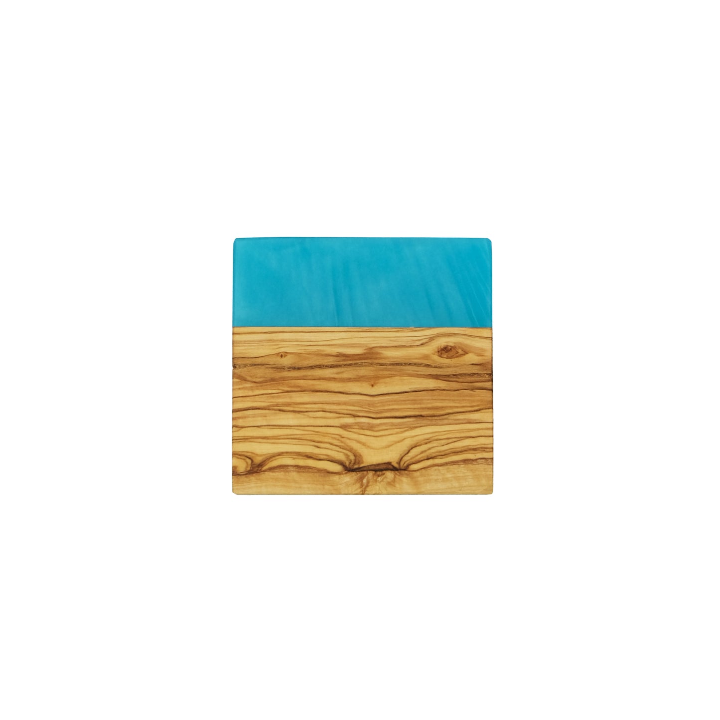 YAYA Olive Wood Coasters with Blue Resin