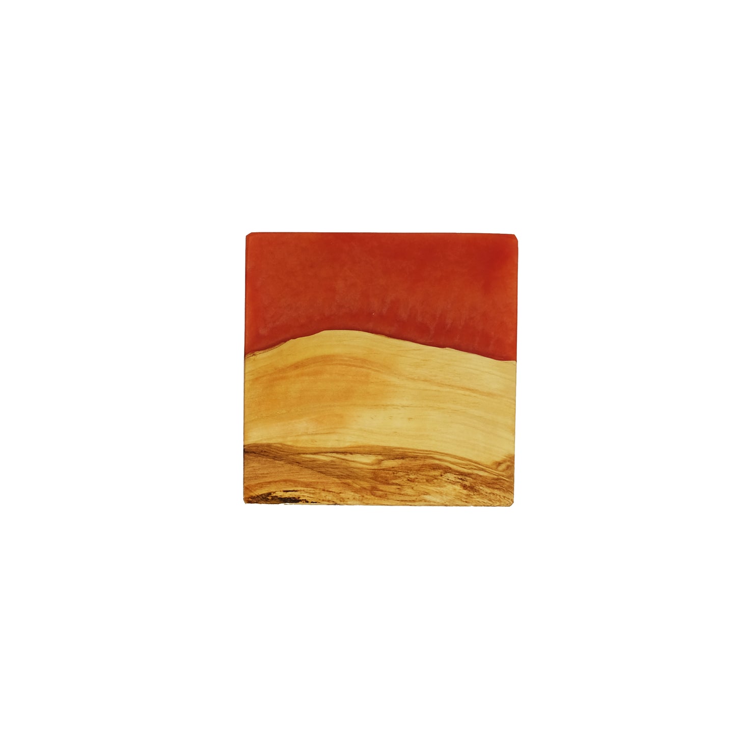 YAYA Olive Wood Coasters with Red Resin