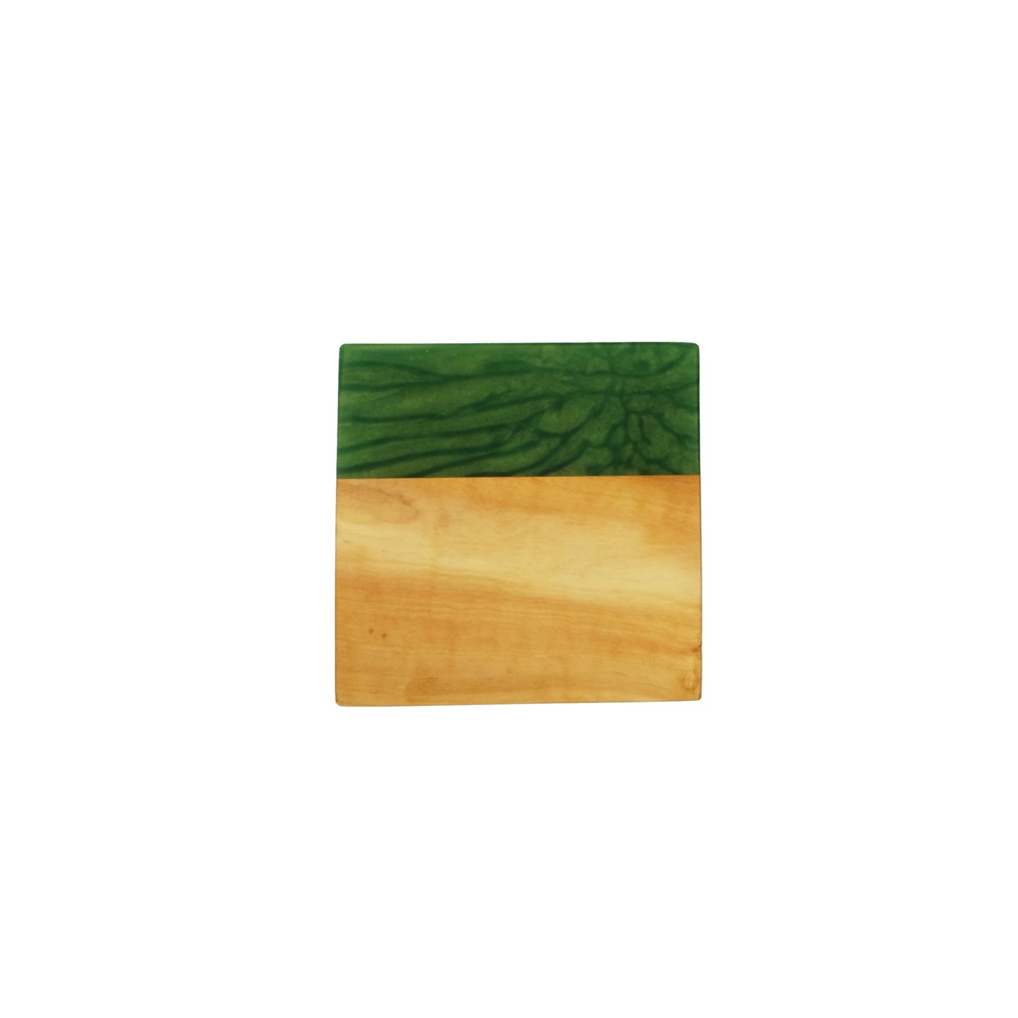 YAYA Olive Wood Coasters with Green Resin