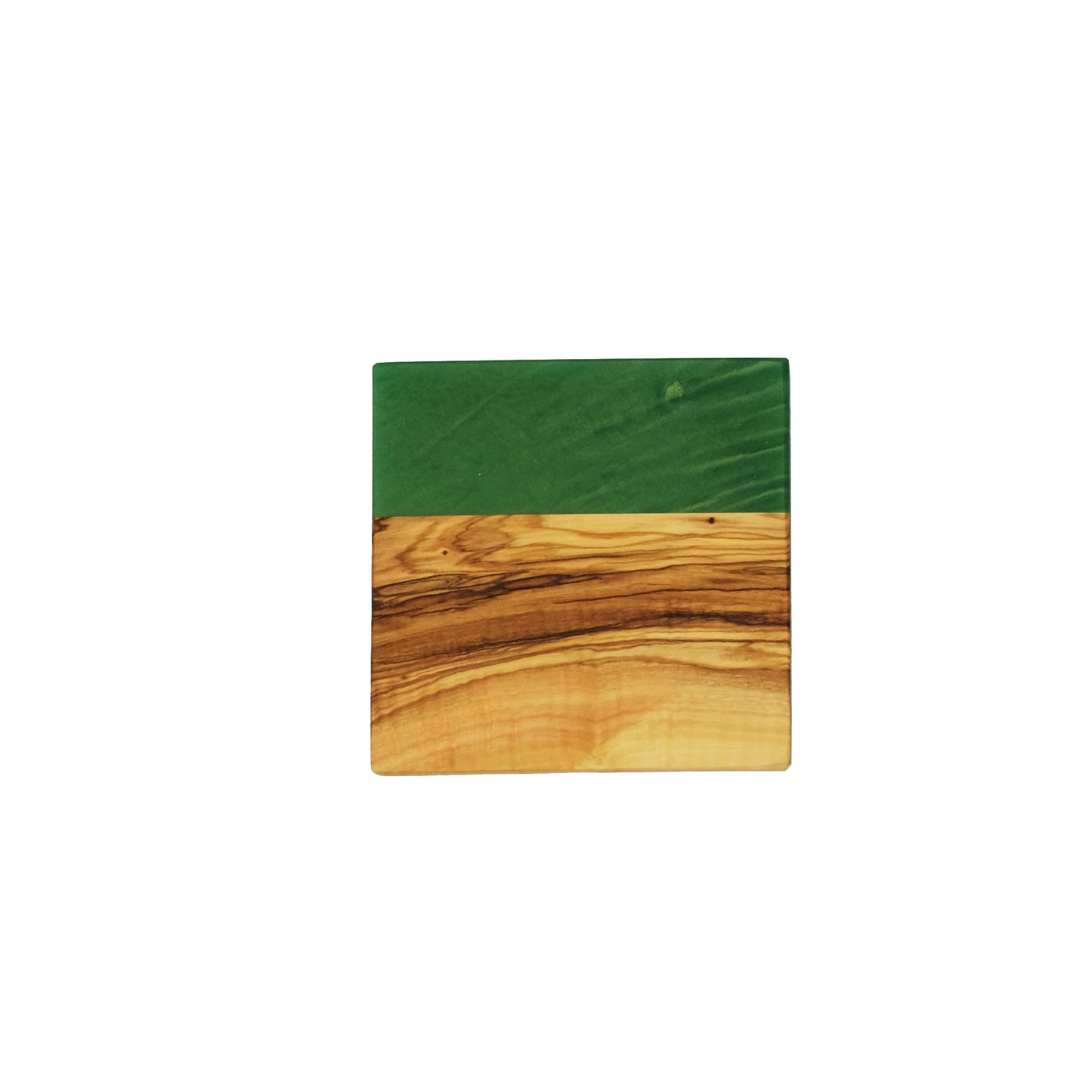 YAYA Olive Wood Coasters with Green Resin