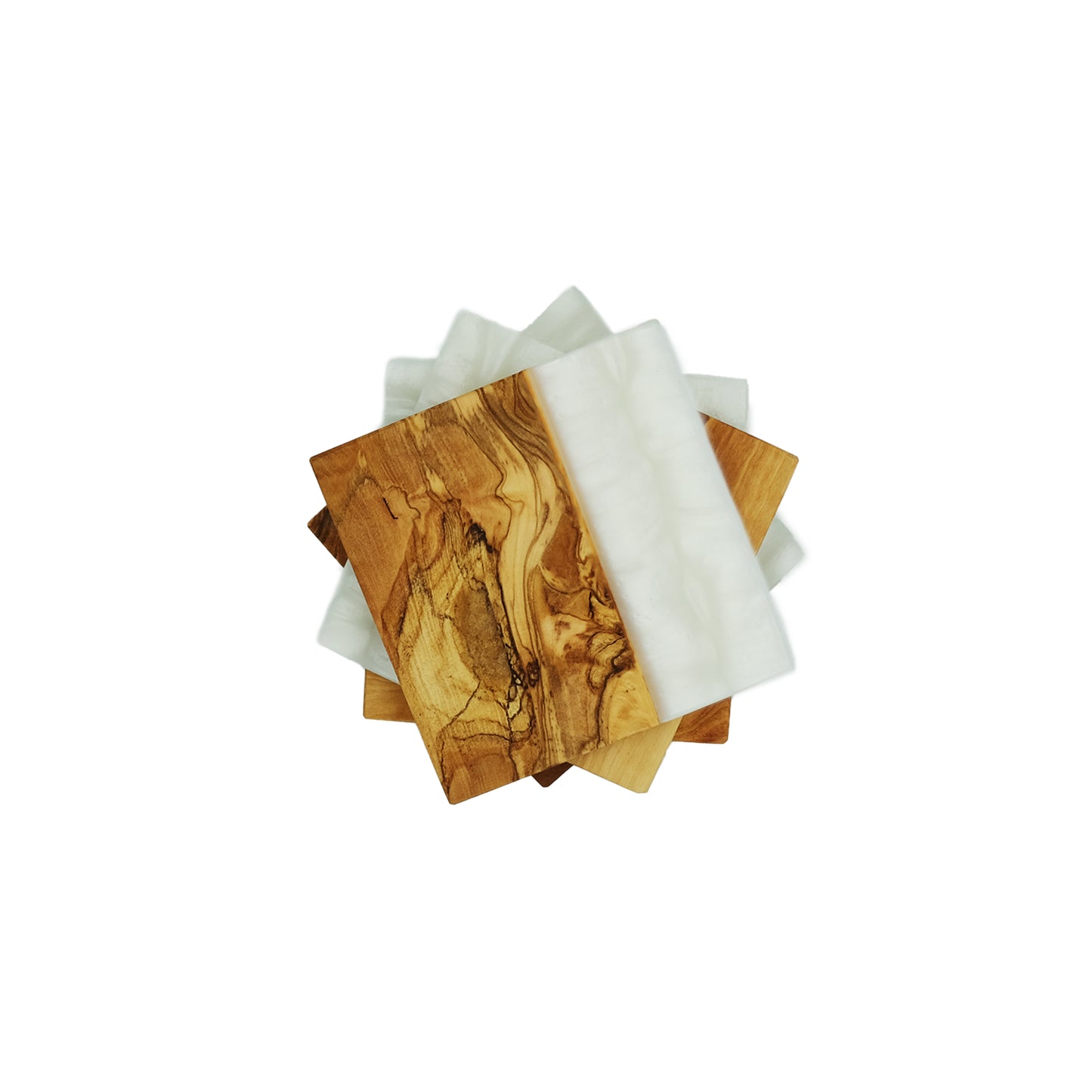 YAYA Olive Wood Coasters with White Resin