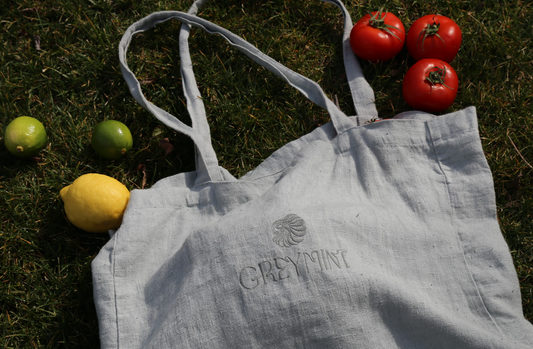 GREYMINT Green Linen Tote Bag