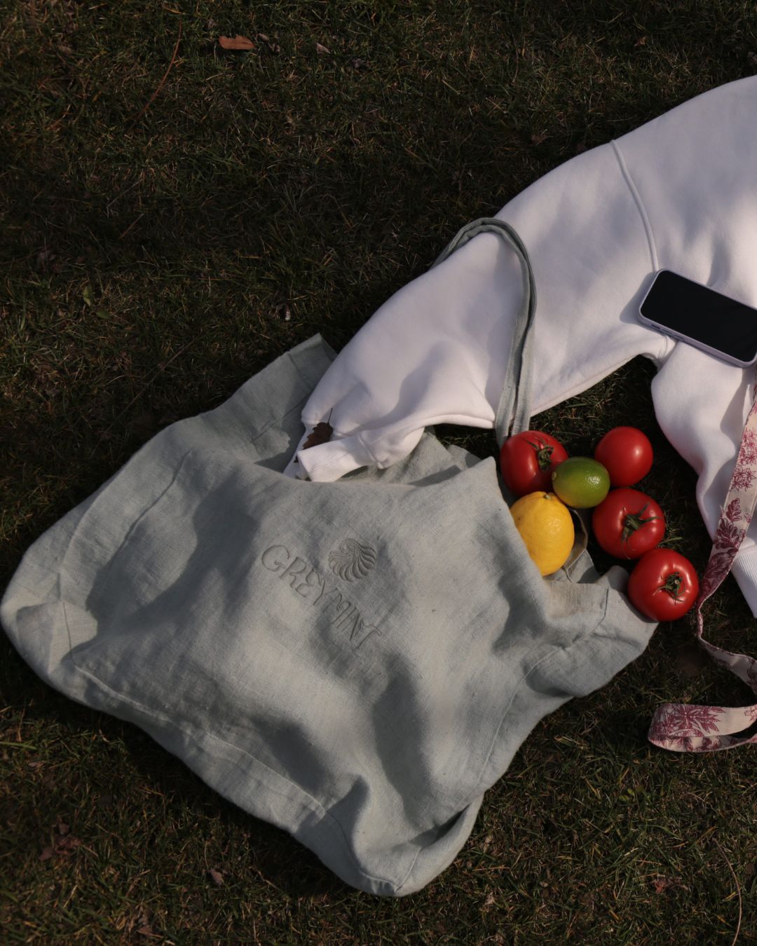 GREYMINT Green Linen Tote Bag