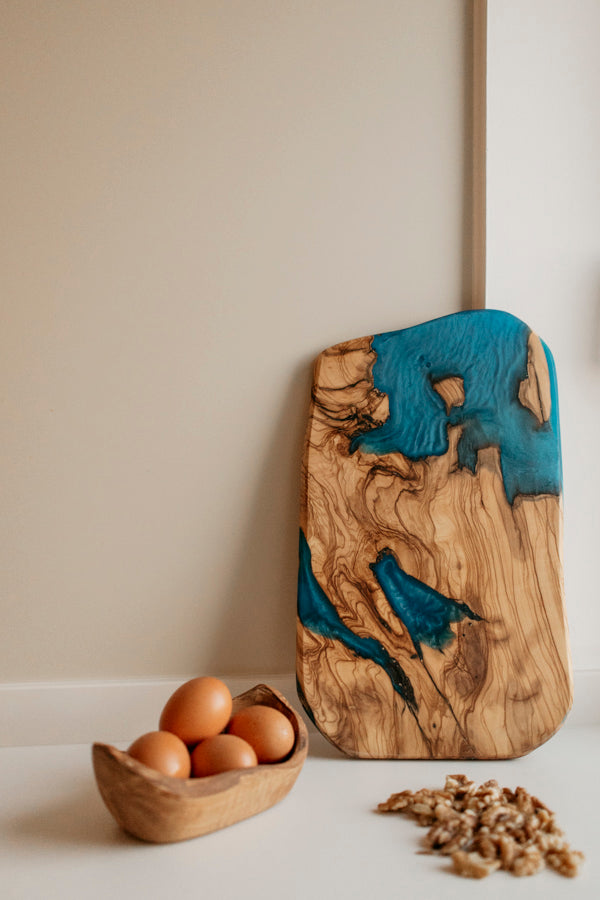 YAYA Olive Wood Board with Blue Resin